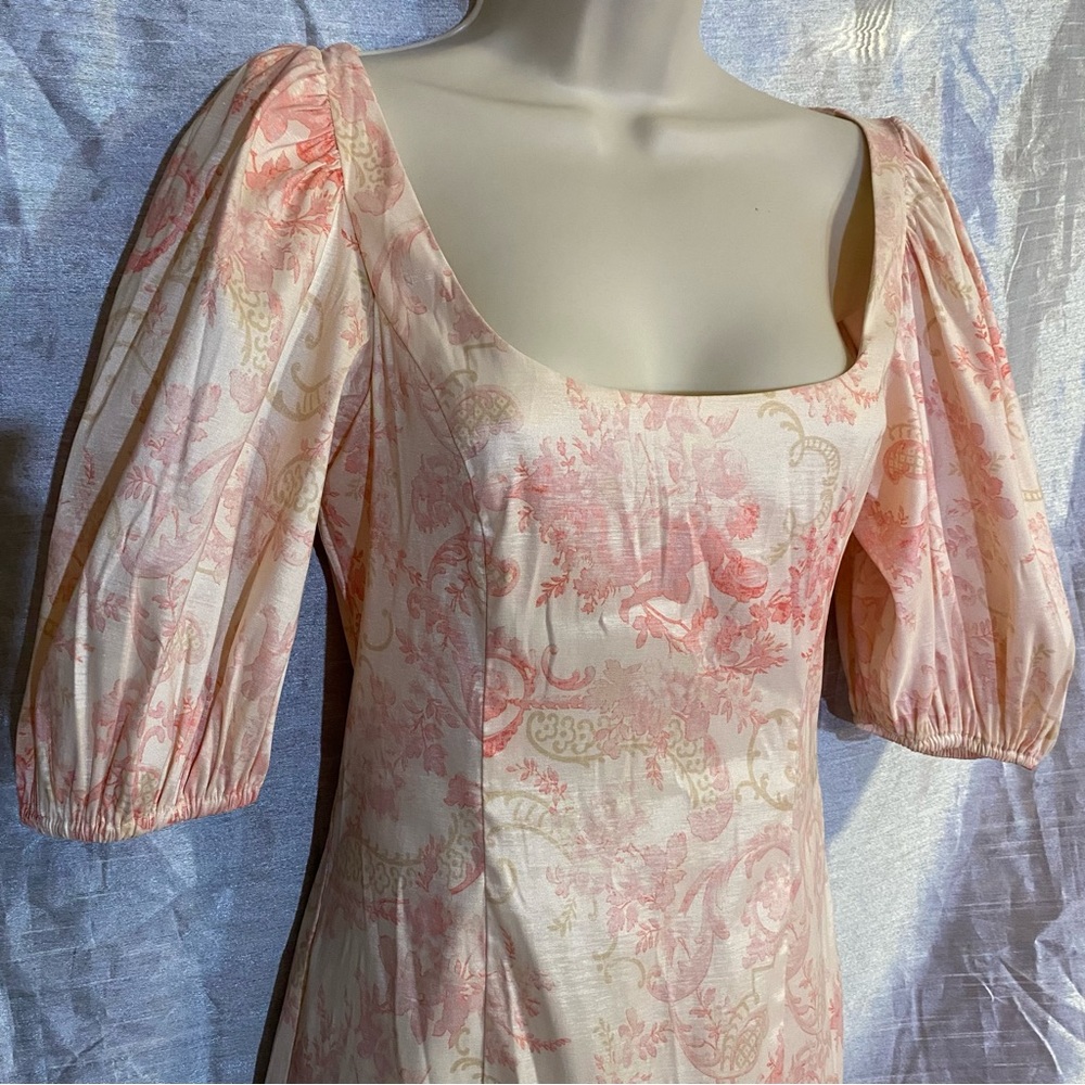 Laura Ashley/Uo Mel Puff Sleeve Dress Size S, Lined, Side Zip, Stretch S